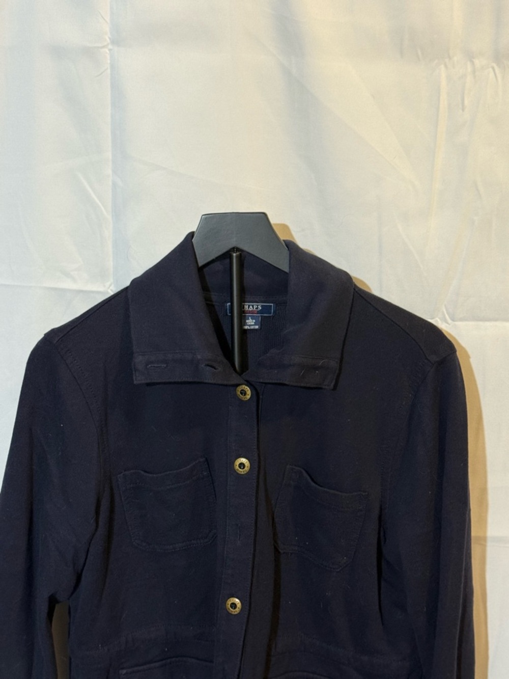 Chaps Dark Navy Utility Jacket with Button Front - Picture 3 of 6